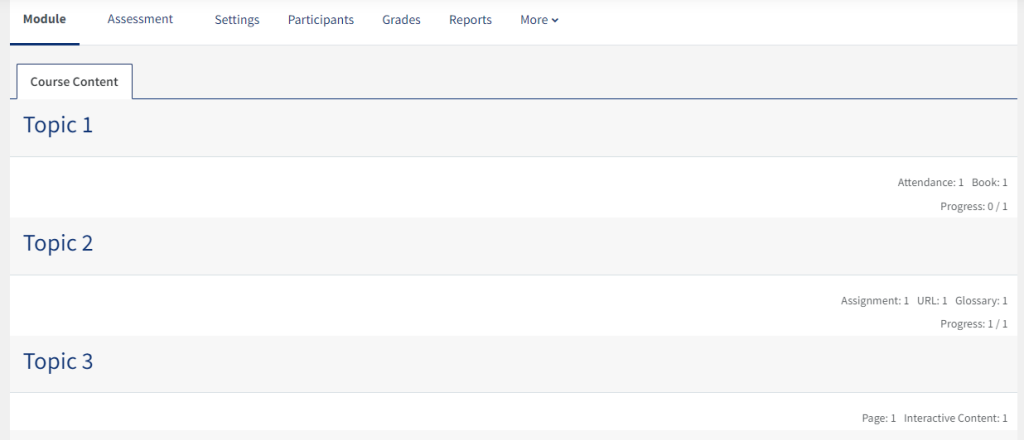 An example of the one section per page option